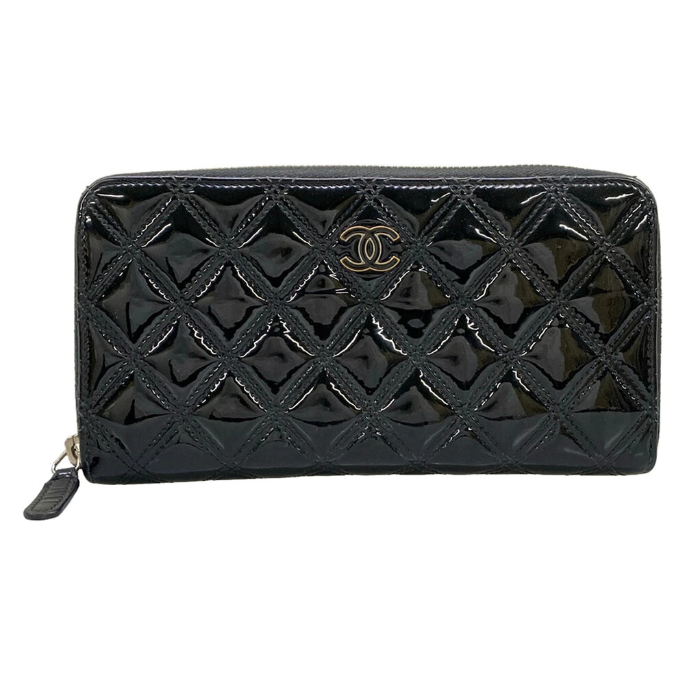 Chanel Matrasse Round Zip Wallet Black #363477C61B